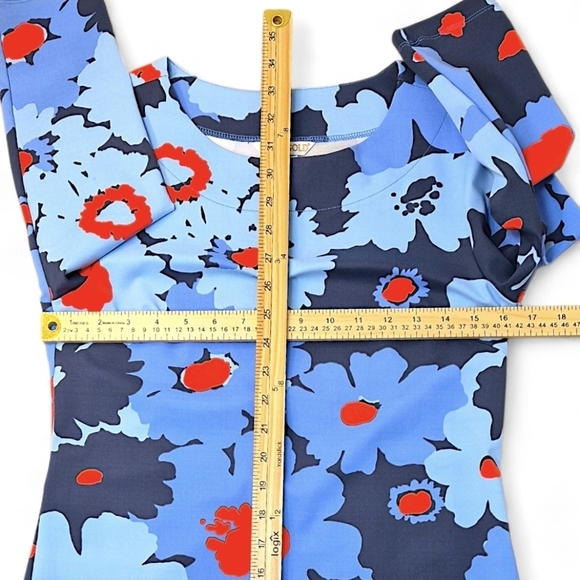 Mahi Gold Chatham Cloth Bold Bouquet Poppy Shift Dress 3/4 Sleeve Floral Size XS - Picture 5 of 8